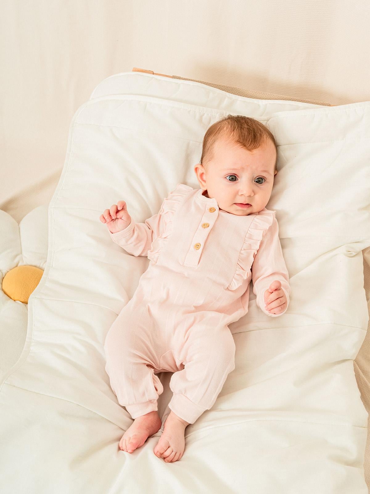 Jakarlı Örme Kız Patiksiz Tulum