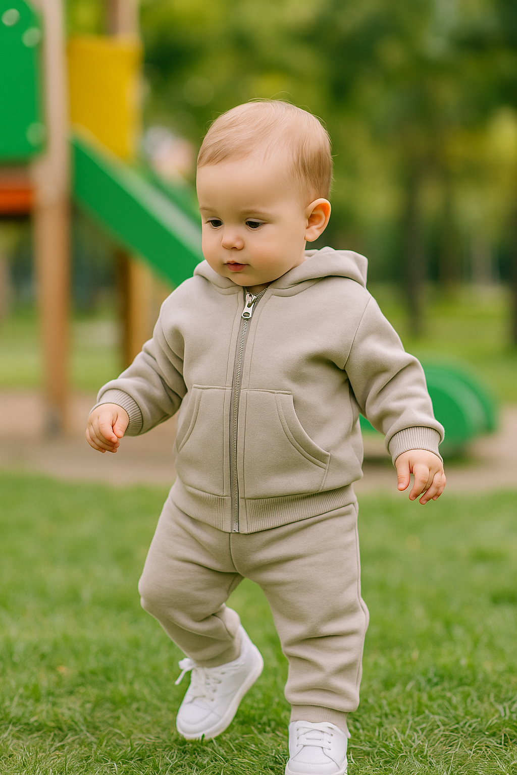 KD33301.Basic Fermuarlı Kapşonlu 3iplik Takım  6-9/9-12/18-24/24-36AY