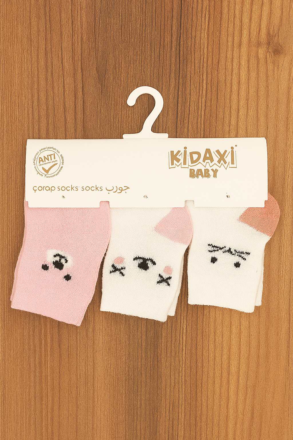 KD51062.DESENLİ KUTULU KIZ ÇORAP 0-6 AY