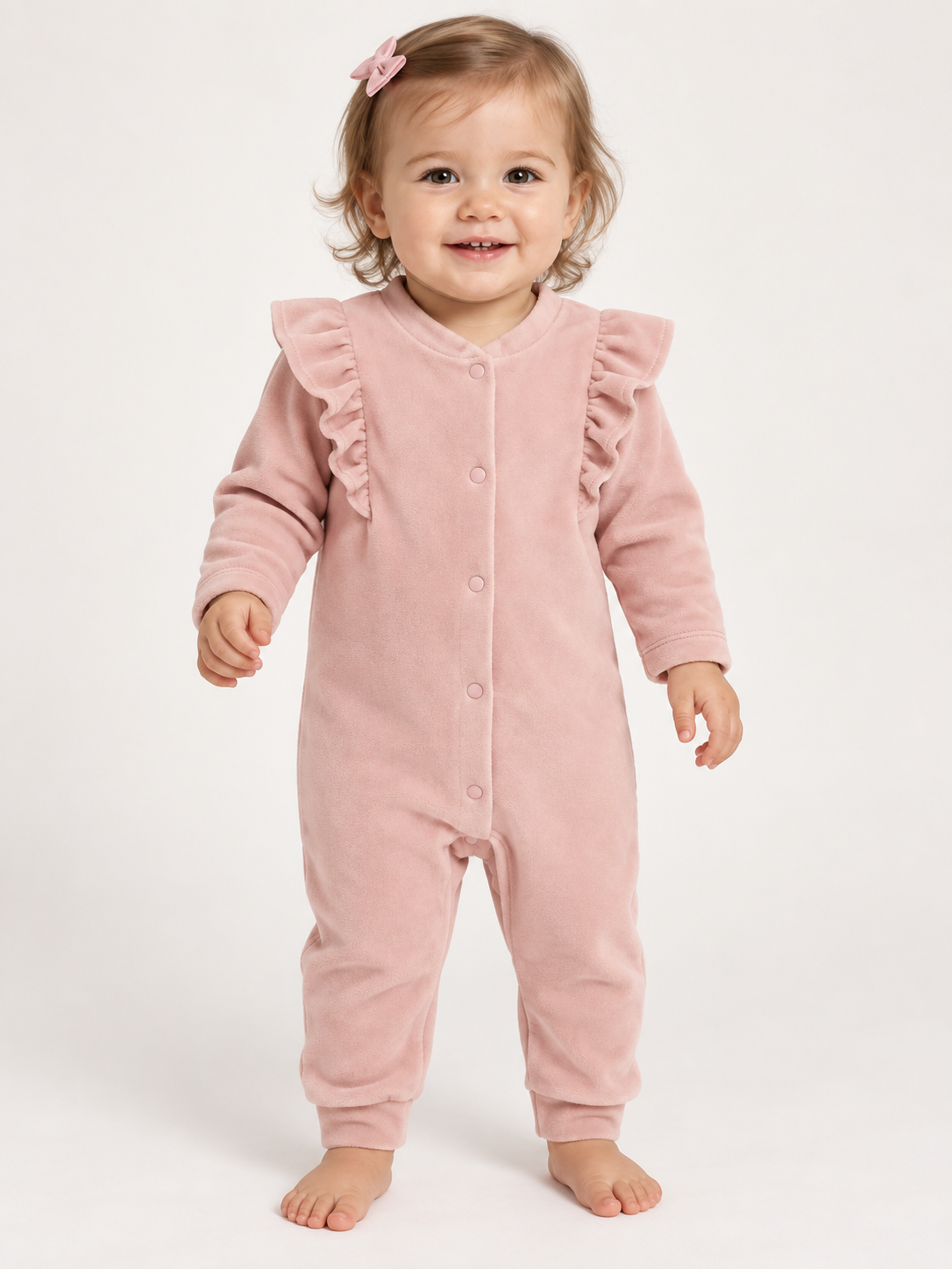 KD63123.KADİFE FIRKIRLI KIZ BEBEK TULUM 3-6/6-9/9-12/18-24 AY