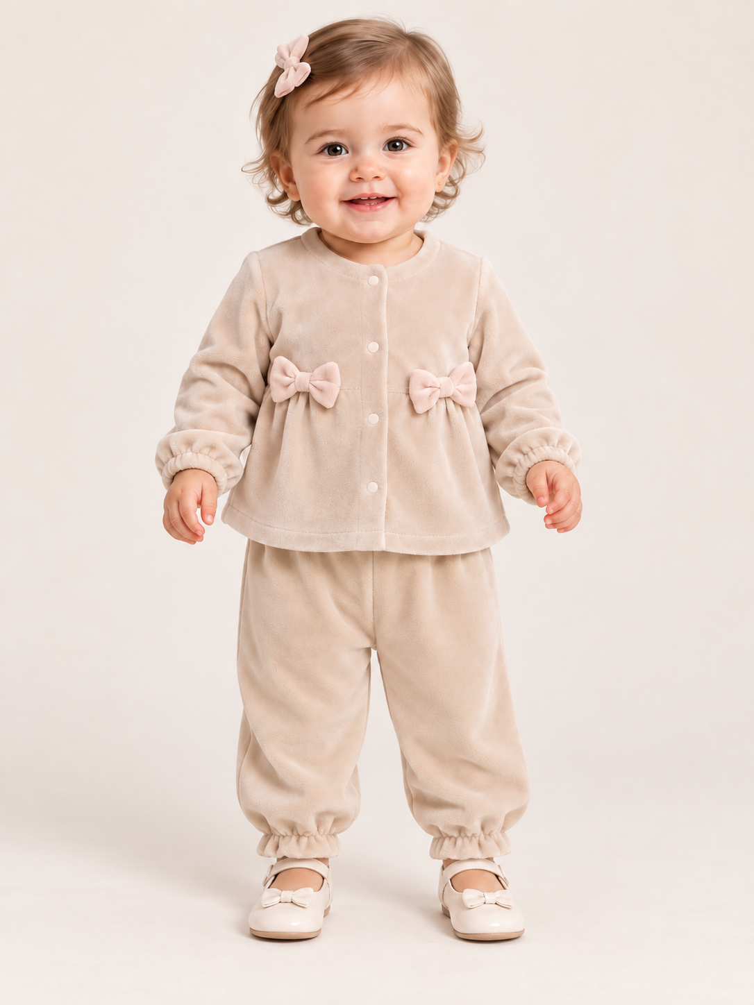 KD63124.KADİFE FİYONK DETAYLI KIZ BEBEK TAKIM 6-9/9-12/18-24/24-36 AY