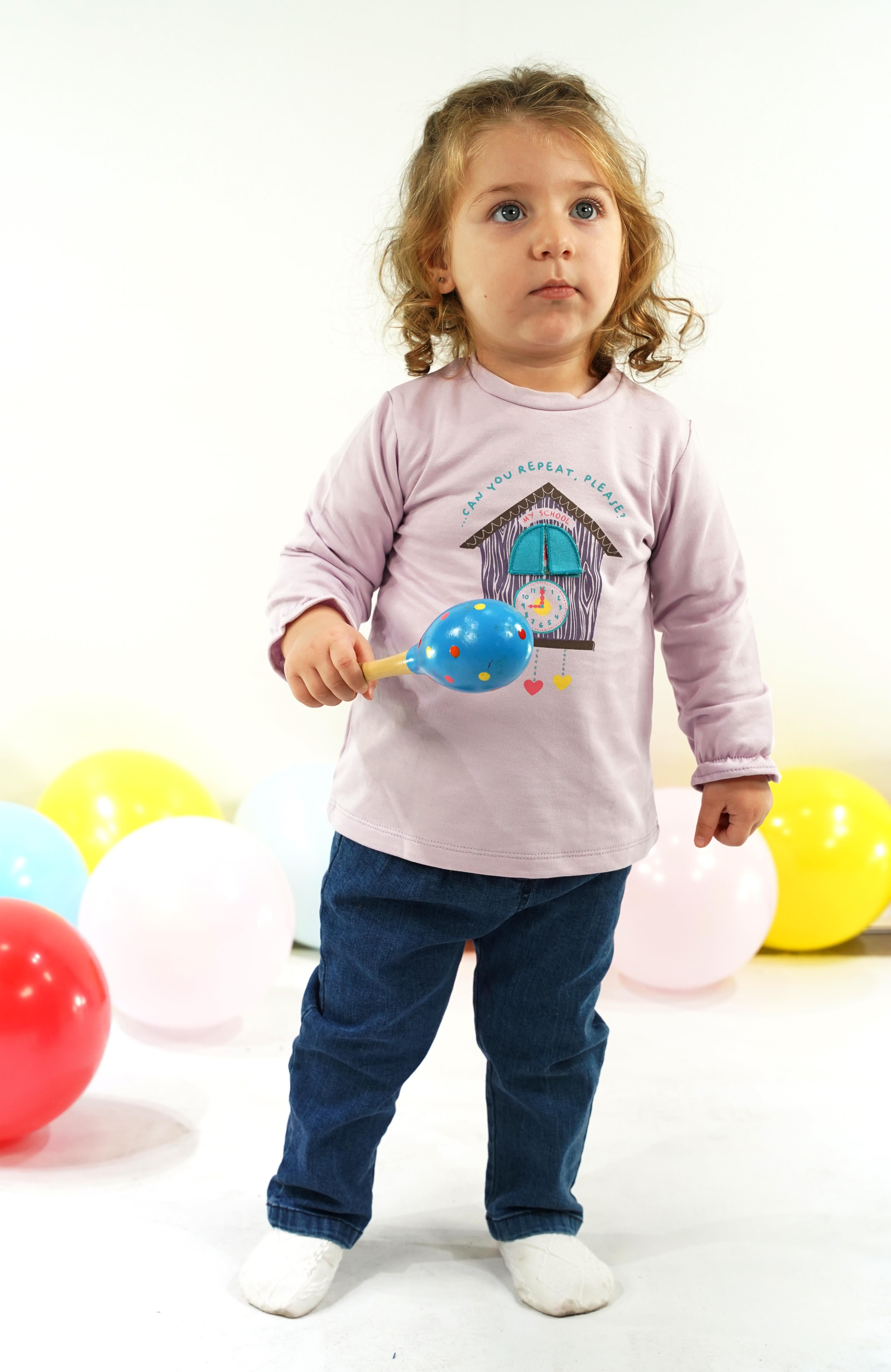KD21193 Kız Sweatshirt Pantolon Takım 3-6/6-9/9-12/18-24 AY