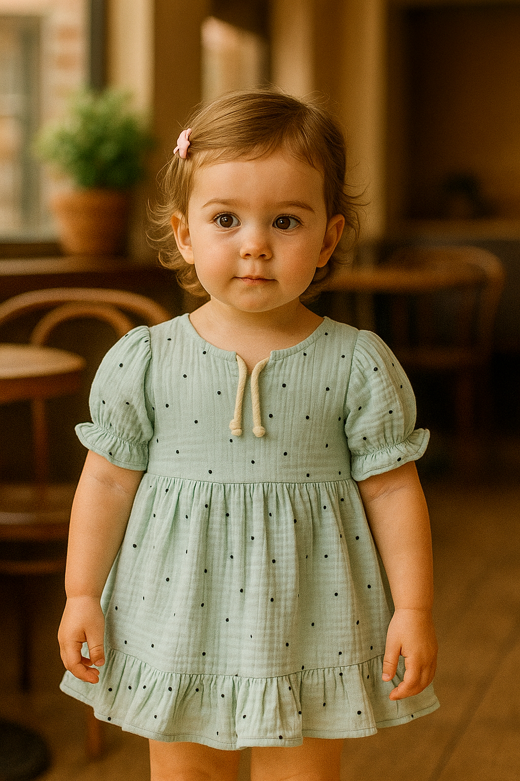 KD43052.MÜSLİN DESENLİ ELBİSE 6-9/9-12/18-24/24-36AY