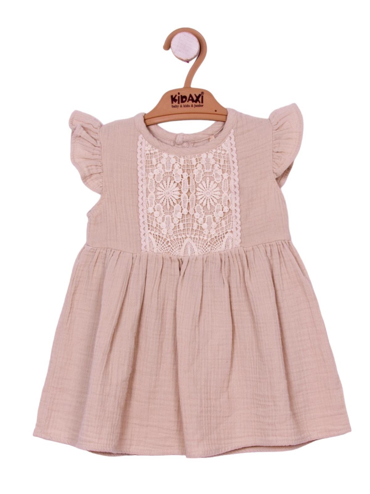 KD43059.MÜSLİN FİSTOLU ELBİSE 6-9/9-12/18-24/24-36AY