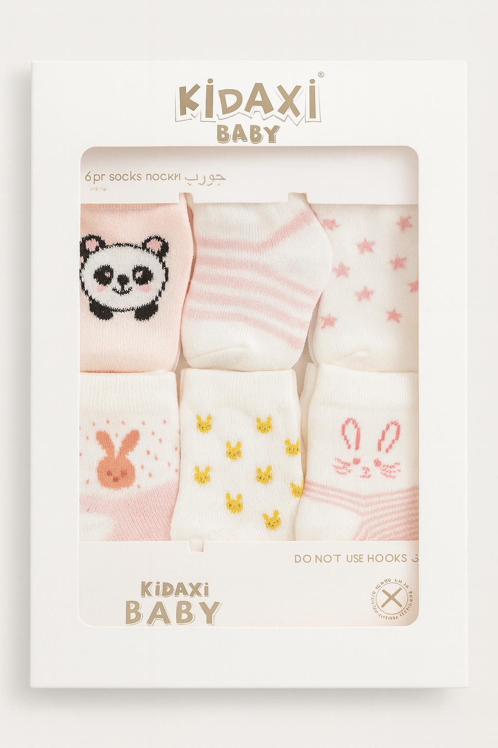 KD51062.DESENLİ KUTULU KIZ ÇORAP 0-6 AY