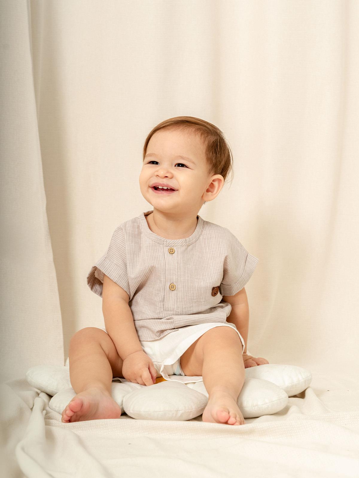 KD53383.ÇİZGİLİ GÖMLEK ŞORT TAKIM 3-6/6-9/9-12/18-24AY