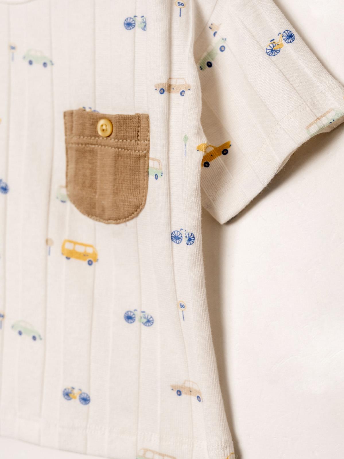 KD53420.JAKARLI ÖRME TİŞÖRT ŞORT TAKIM 3-6/6-9/9-12/18-24AY