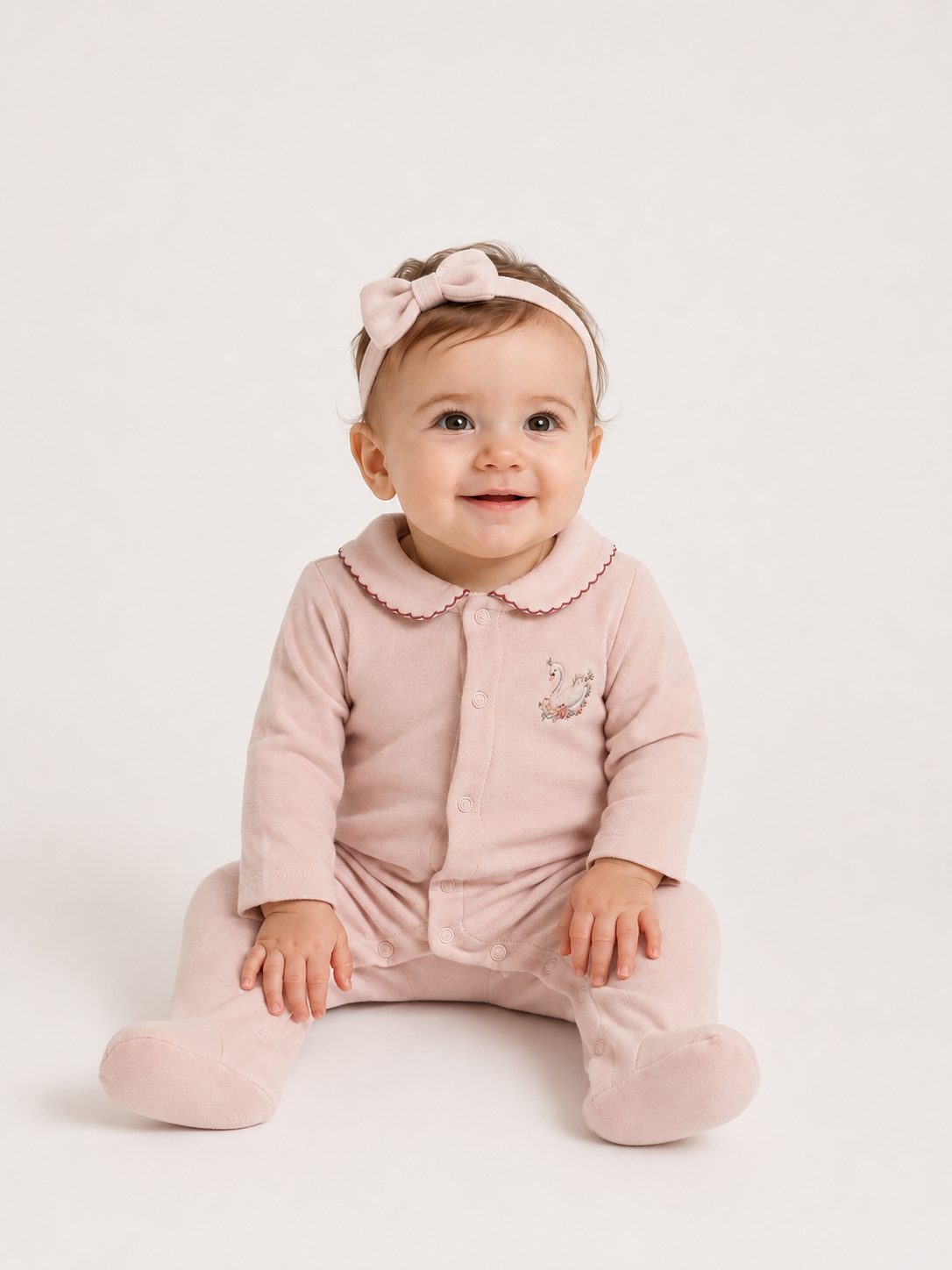 KD54135.ORGANİK BEBE YAKALI BASKILI TULUM 1-3/3-6/6-9AY