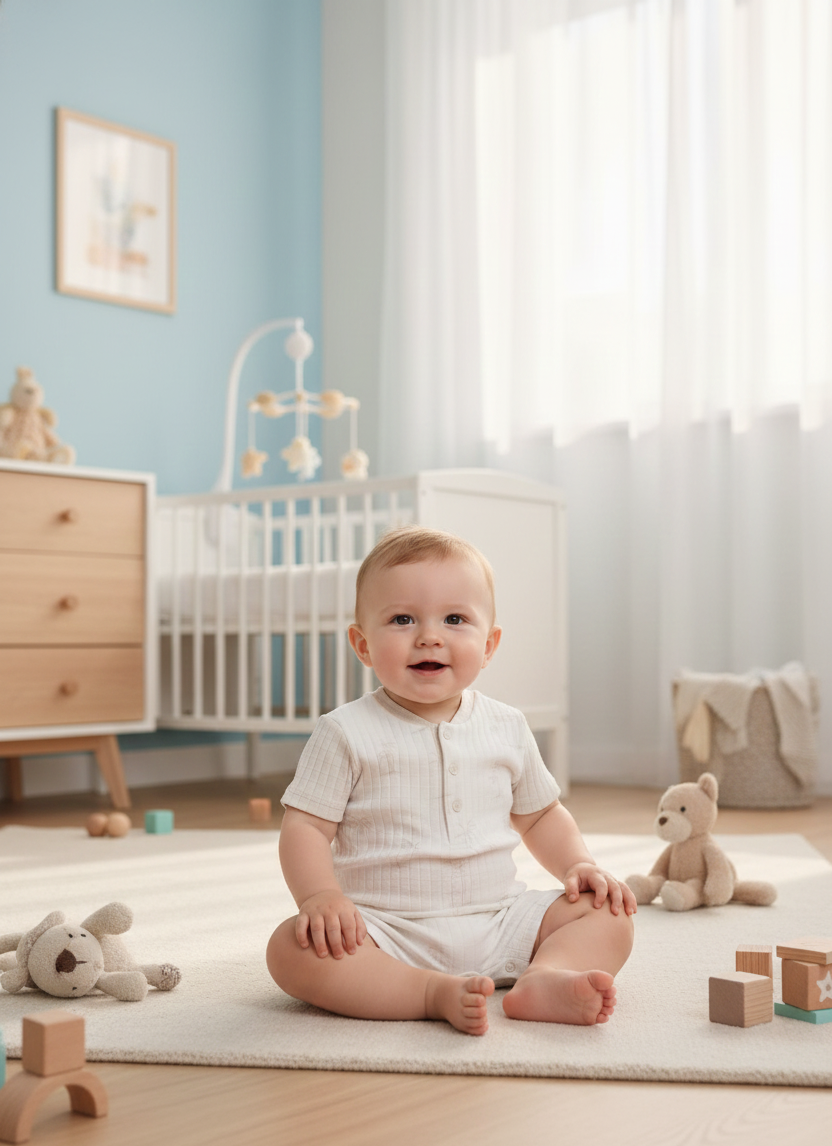 KD63001.PALMİYE BASKILI DÜĞMELİ BARBATÖZ 3-6/6-9/9-12/18-24AY
