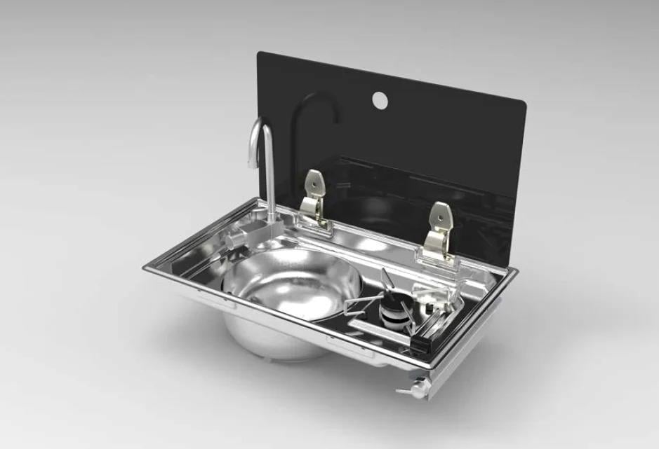 Cam Kapaklı Tekli Gömme Ocaklı Evye 