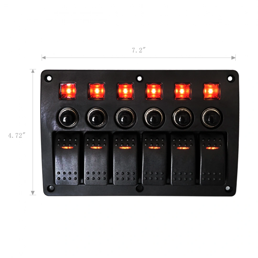 MELLİFERA 6'LI DAHİLİ SİGORTALI KARAVAN KONTROL PANELİ (SİYAH)