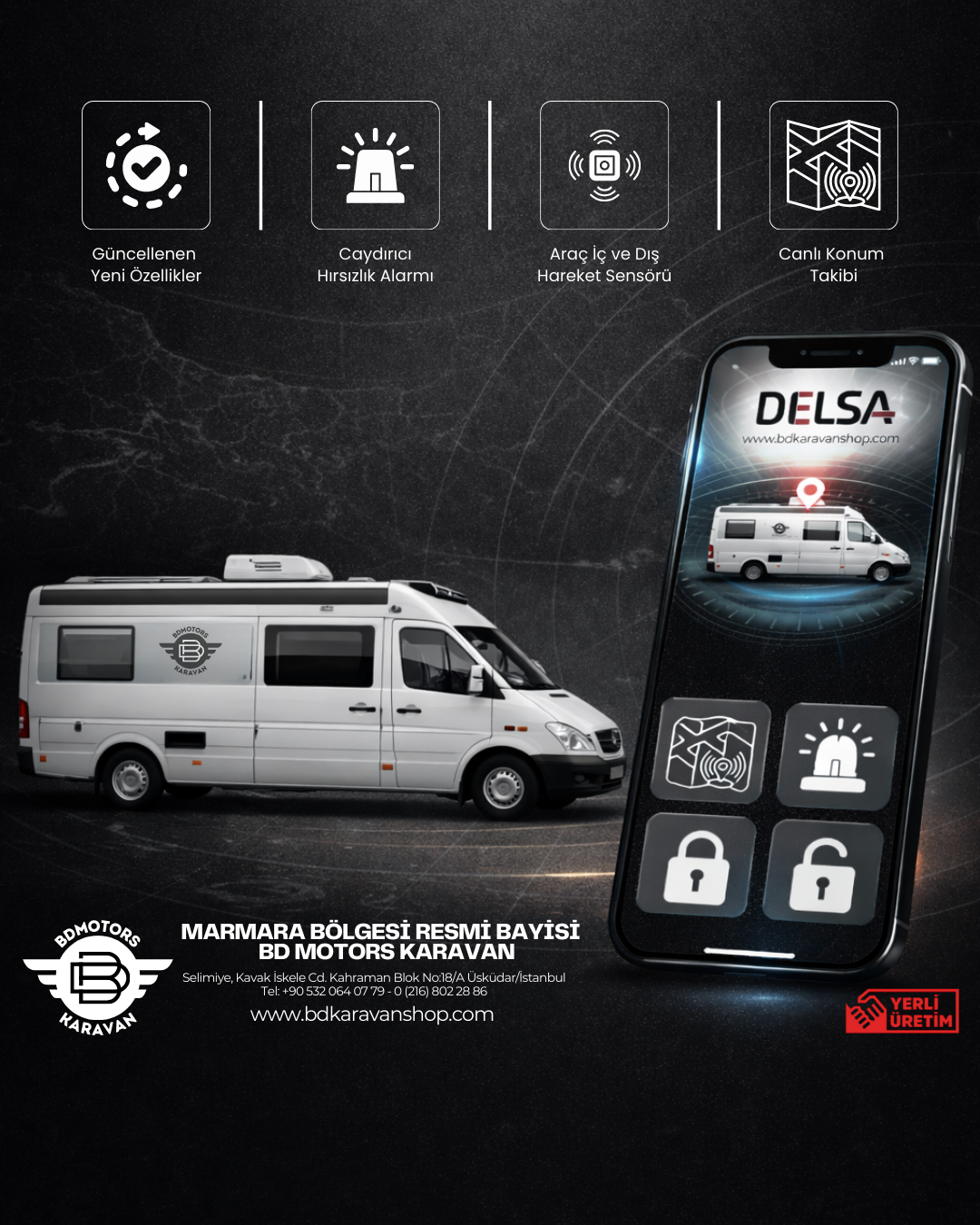 DELSA Akıllı Karavan Alarm Sistemi | Karavan Güvenlik Sistemi & GPS Takip