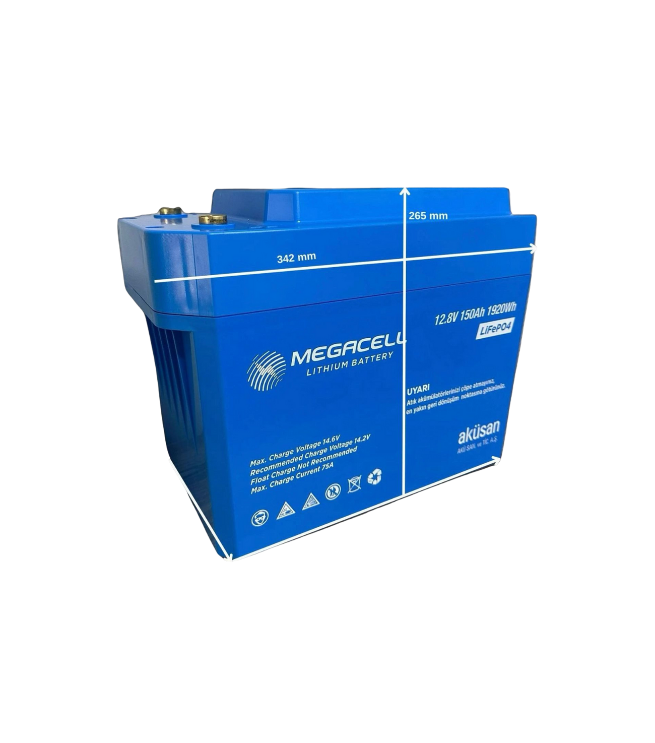 Megacell Lityum Demir Fosfat Akü 12.8 V 150 Ah LiFePO4