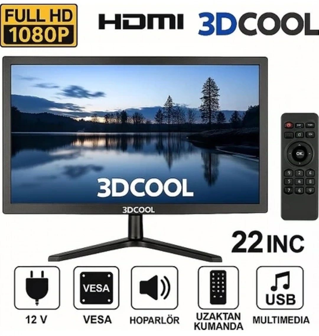 MELLİFERA 12V Led 1080P FULL HD Monitör TV