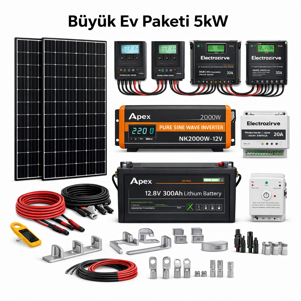 ELECTROZİRVE Büyük Ev İçin Solar Paket 5kW