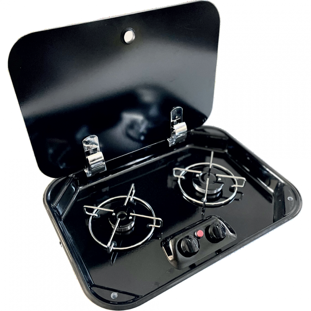 Siyah Emaye Cam Kapaklı Ocak