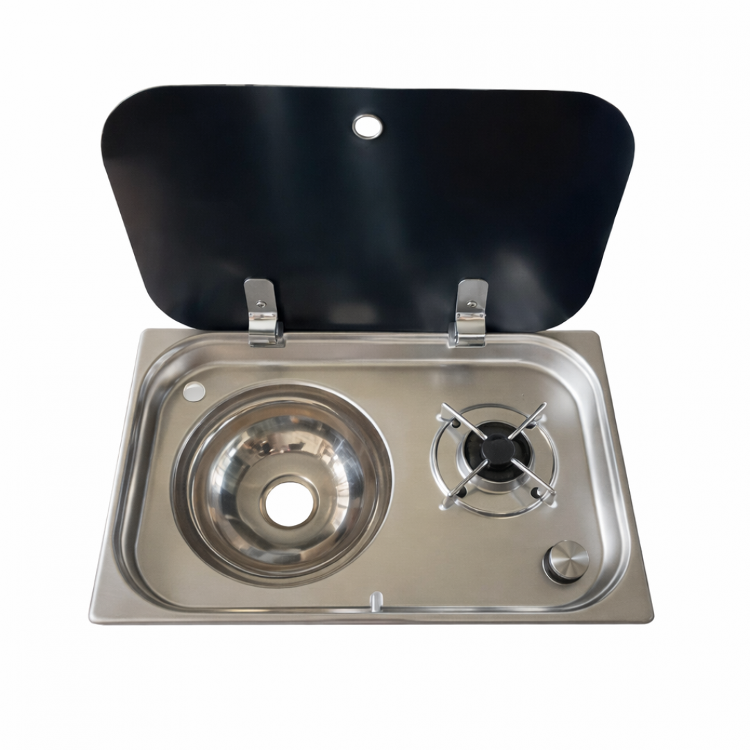 Cam Kapaklı Tekli Ocak Evye