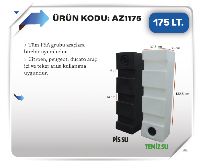 AZFEN PSA GRUBU 175 LITRE SU DEPOSU