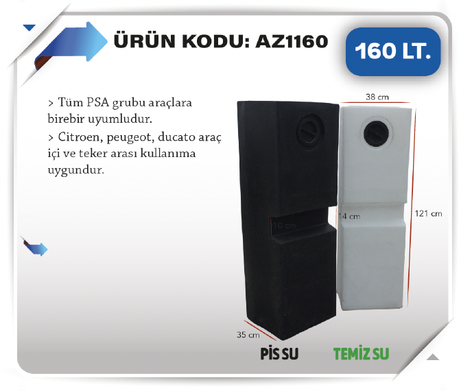 AZFEN PSA GRUBU 160 LITRE SU DEPOSU