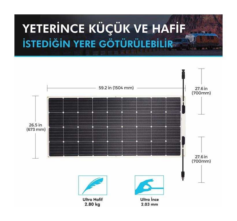 Esnek Güneş Paneli 175 Watt 12V (Monokristal)