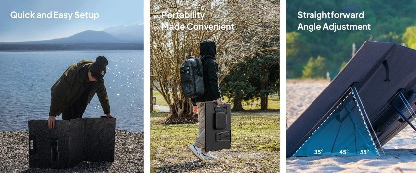 Portatif güneş paneli kamp kullanımı