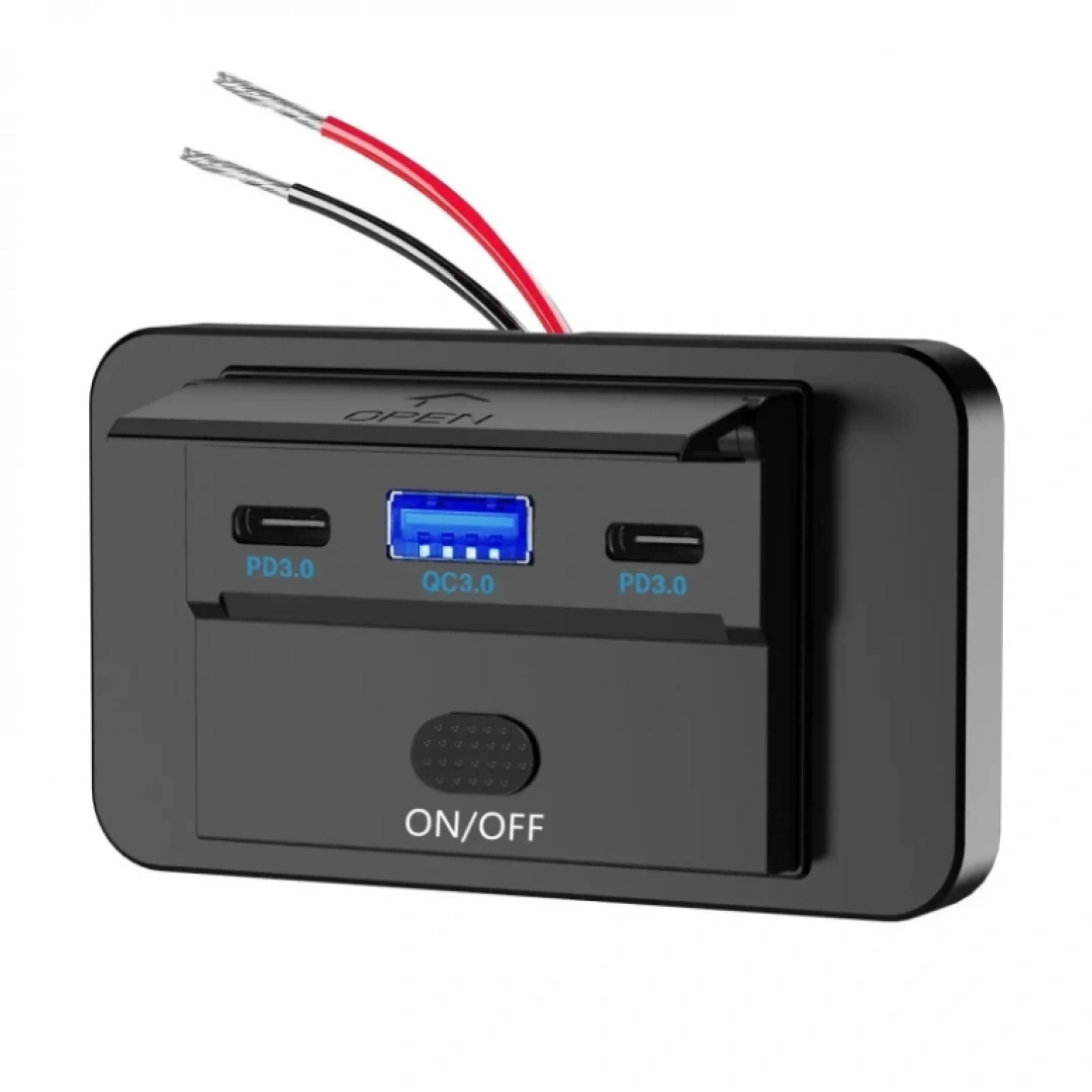 MELLİFERA Çift QC 3.0 18W ve USB C 36W araba şarjı düğme anahtarı 3 USB portları hızlı duvar şarj