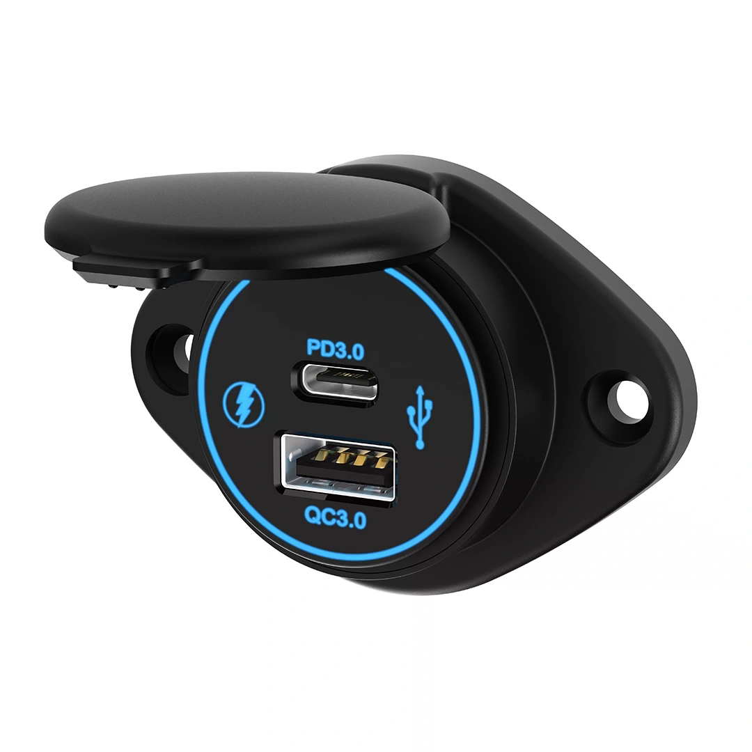 MELLİFERA Panel montaj su geçirmez IP67 2 Port Usb a C QC 3.0 36W PD 3.0 30W 12V 24V çift Usb girişli şarj cihazı çıkış soketi