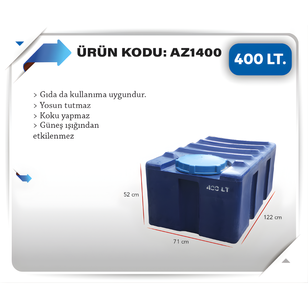 AZFEN 400 LİTRE KARE SU DEPOSU