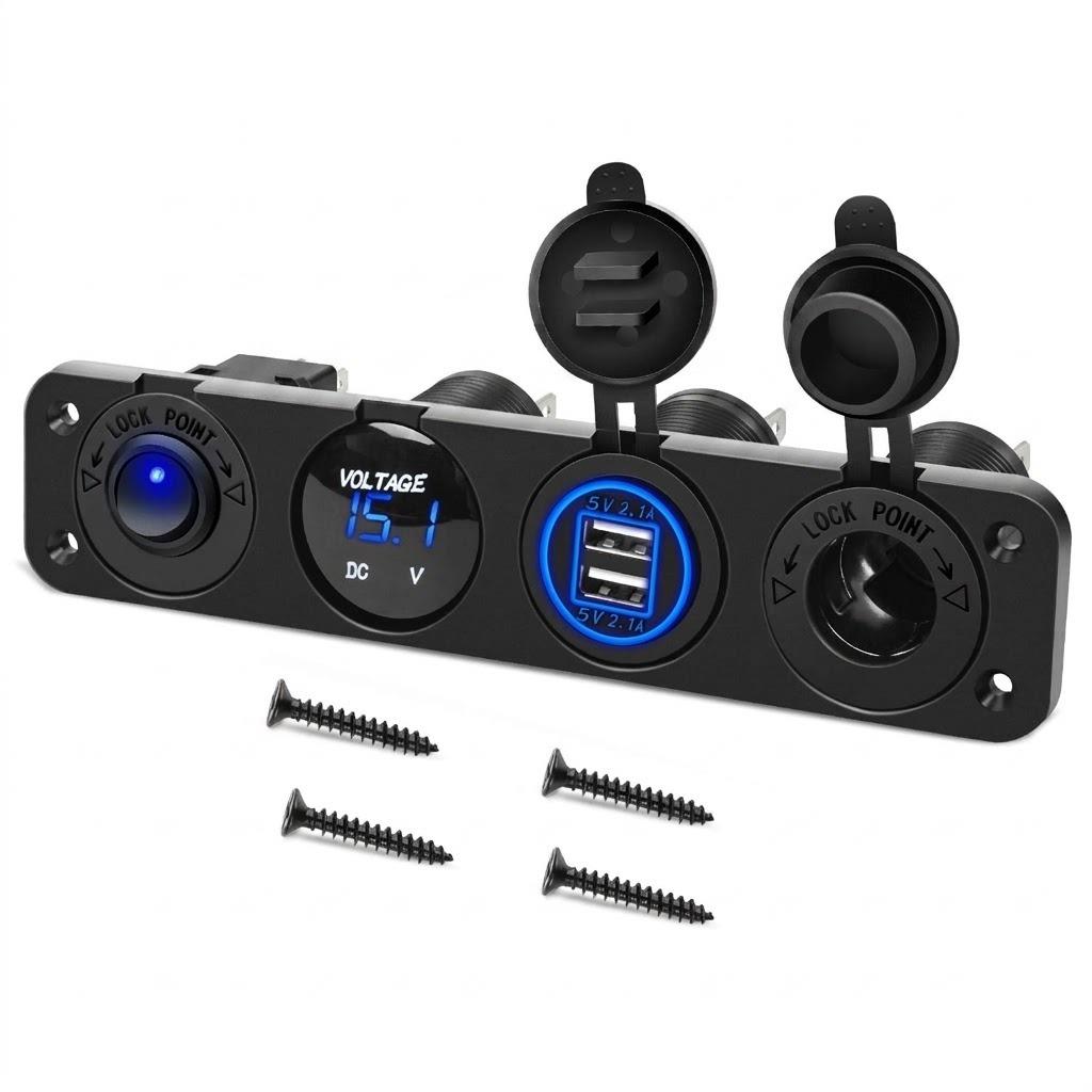 MELLİFERA Karavan Tekne Yat için İkili 3.0 QC USB priz Çakmaklık Voltmetre paneli 12V su geçirmez araç şarj soketi hızlı şarj RV 12-24V