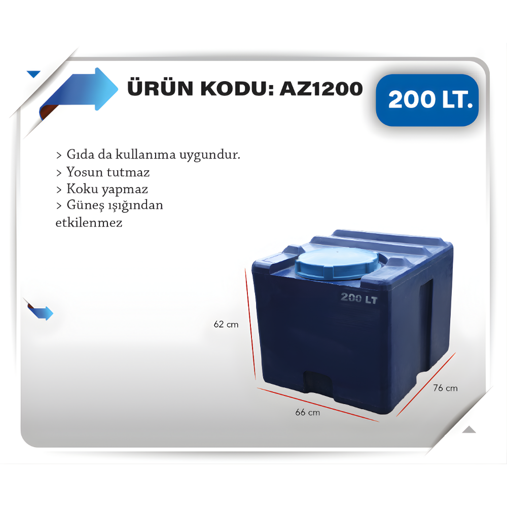 AZFEN 200 LiTRE KARE SU DEPOSU