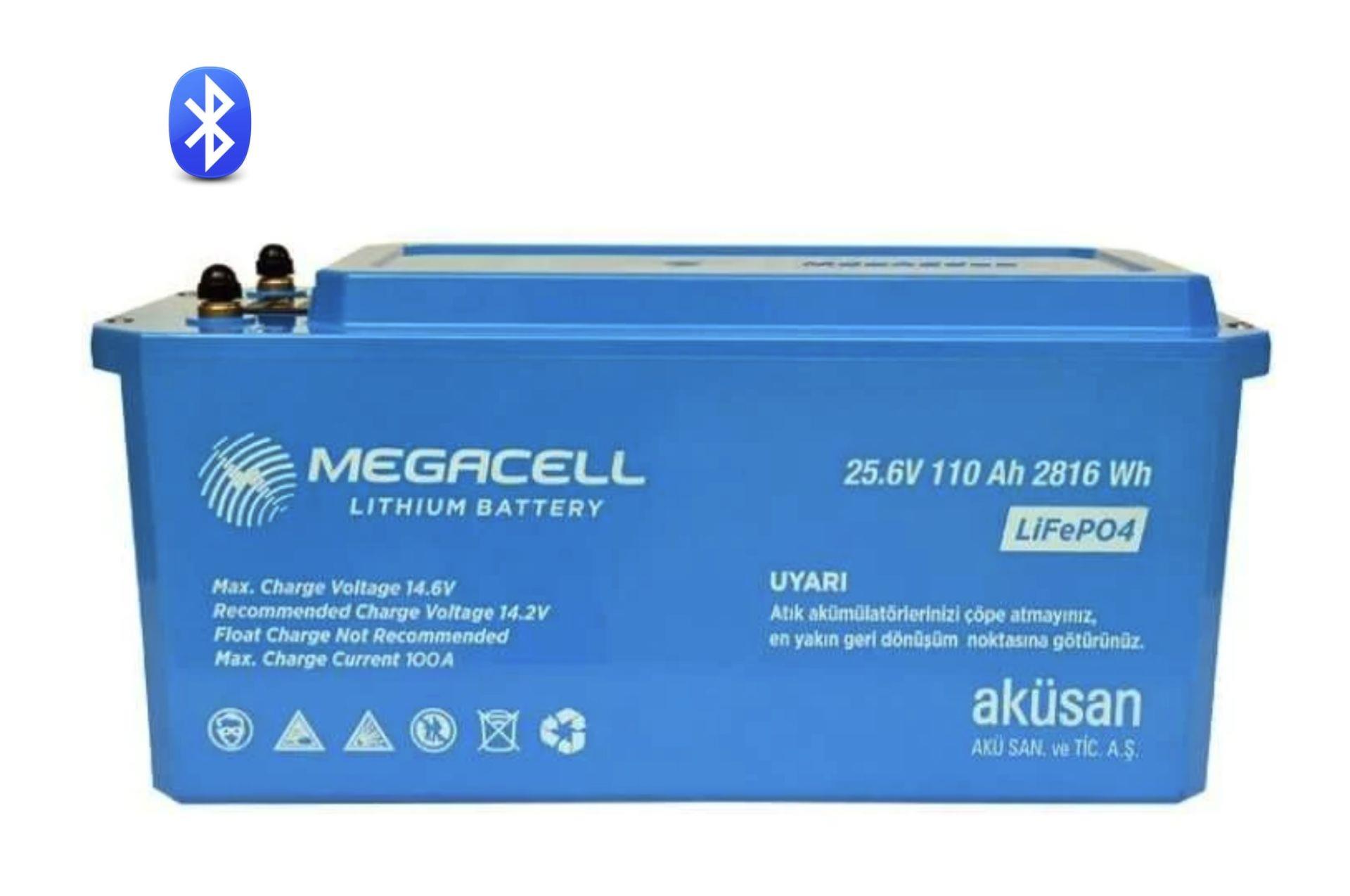 Megacell 25.6V 110Ah (Bluetooth) LiFePO4 Lityum Demir Fosfat Akü (ABS Kasa)
