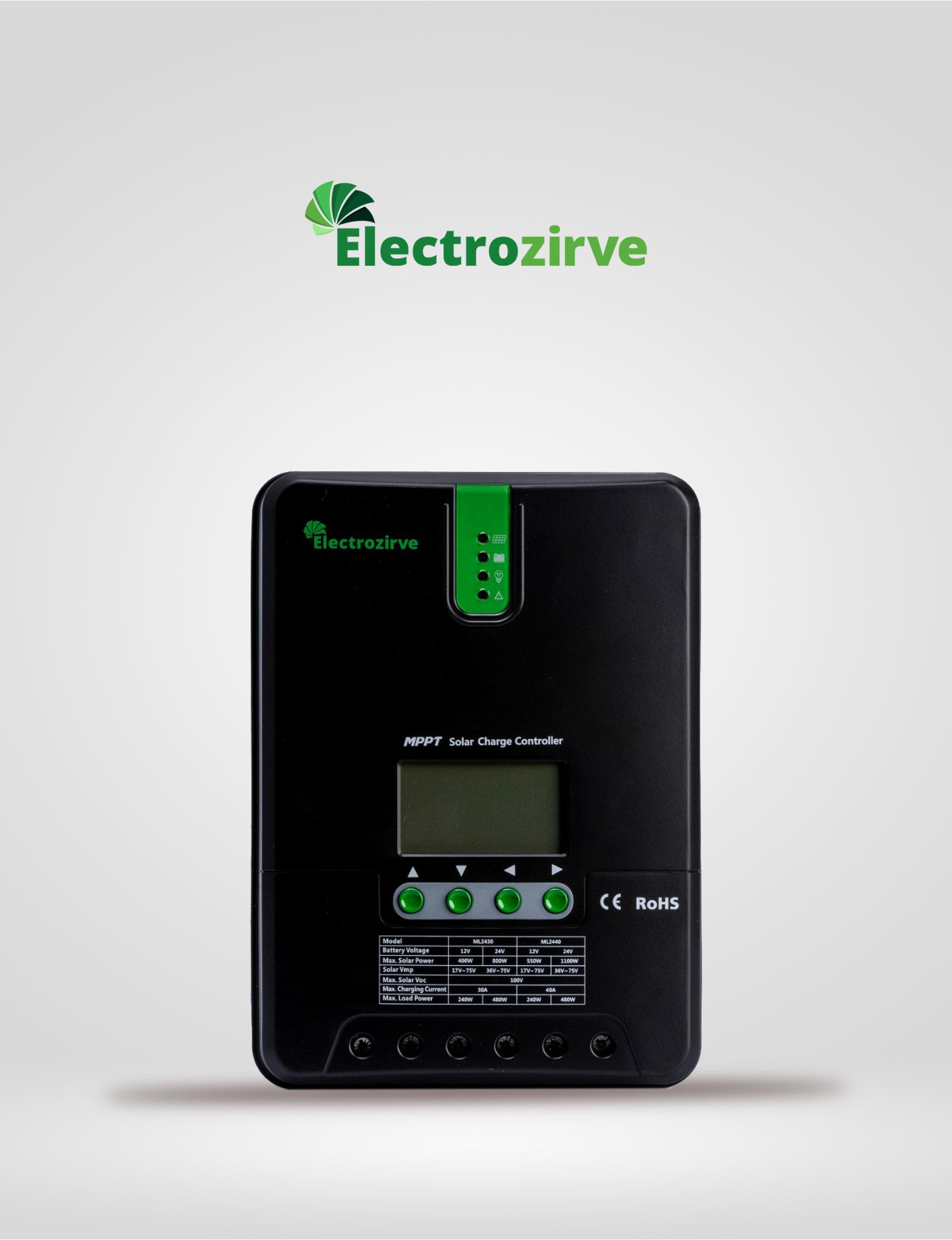 ELECTROZİRVE ML 40 Amper Mppt Solar Şarj Kontrol Cihazı 12 Volt-24 Volt