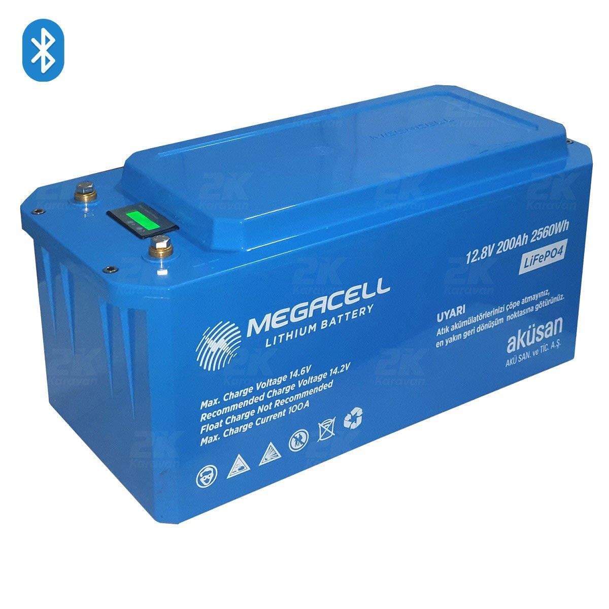 Megacell 12.8V 200Ah (Bluetooth) LiFePO4 Lityum Demir Fosfat Akü (ABS Kasa)