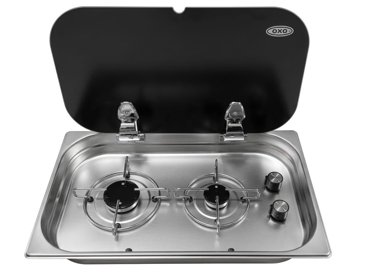 OXO Cam Kapaklı Çiftli Gömme Ocak