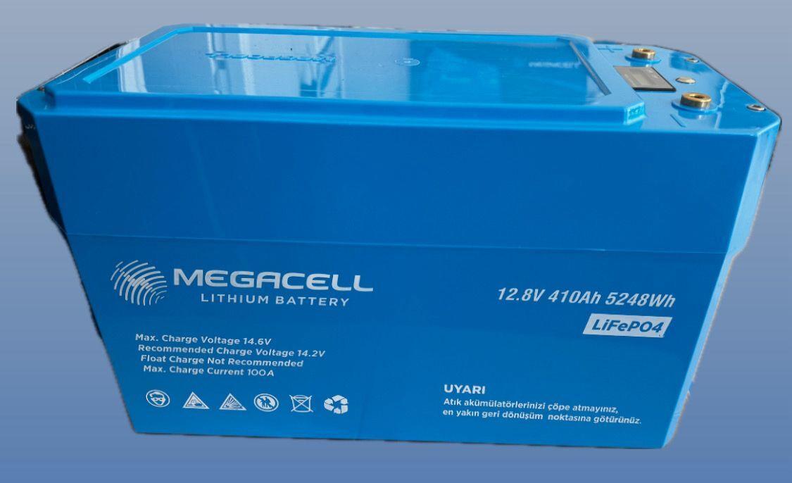 Megacell 12.8V 410Ah LiFePO4 Lityum Demir Fosfat Akü (Prizmatik) (Bluetoothlu) (ABS)