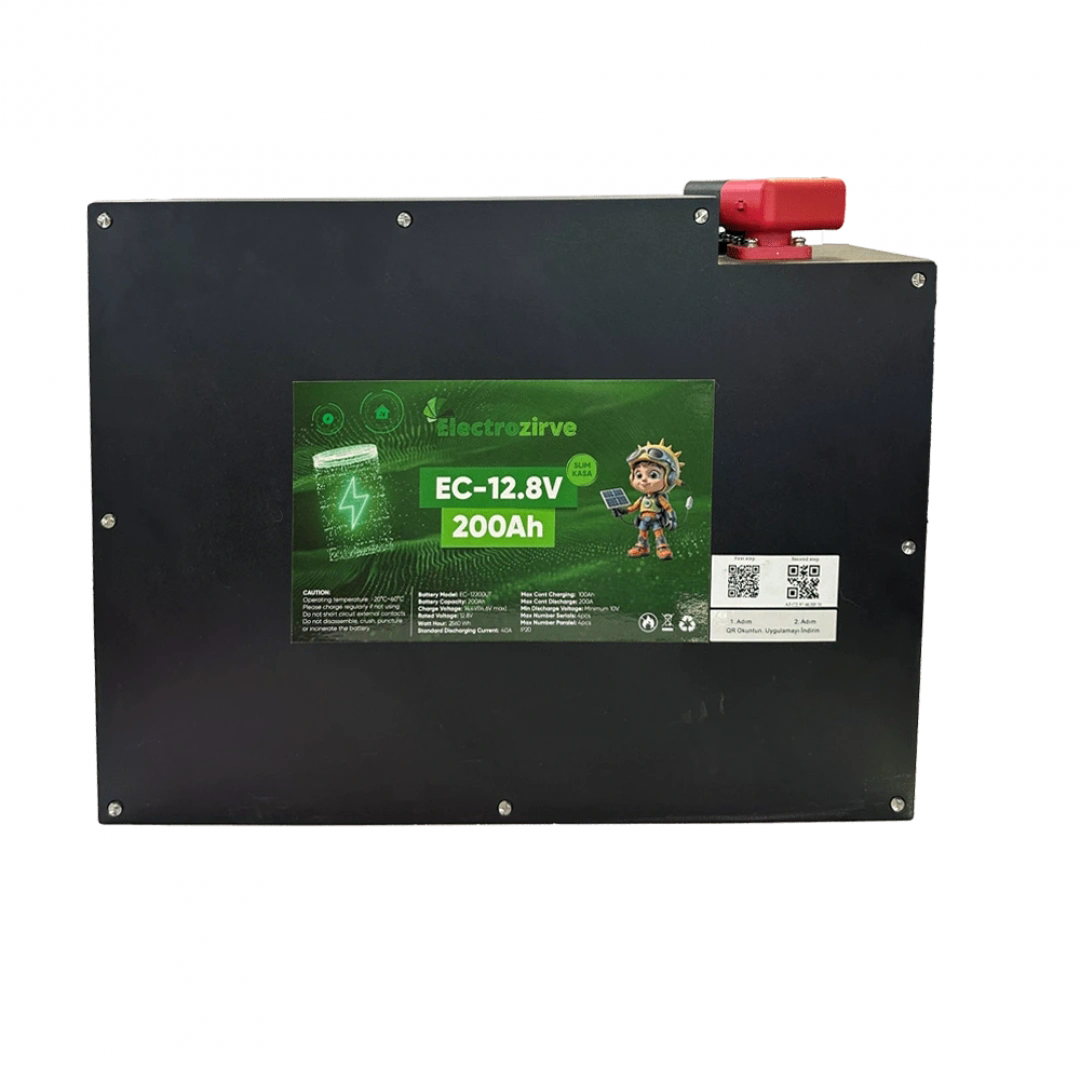 ELECTROZİRVE 12.8V 200Ah Slim Kasa Lityum (LiFePO4) Batarya