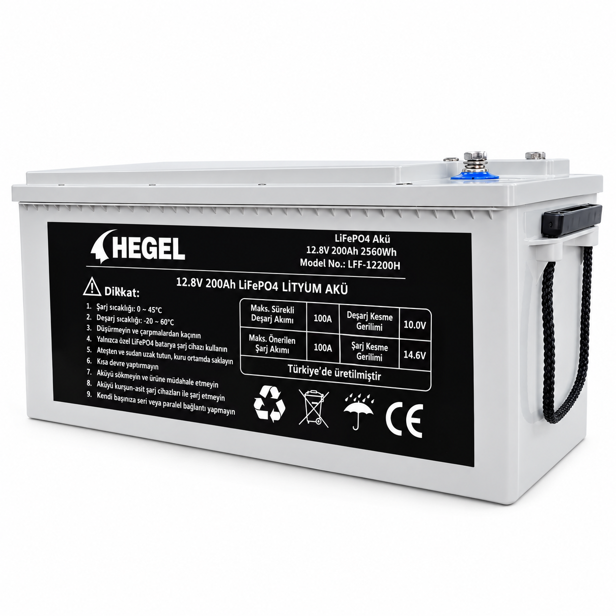 HEGEL LİFEPO4 LİTYUM AKÜ 12.8V 200AH