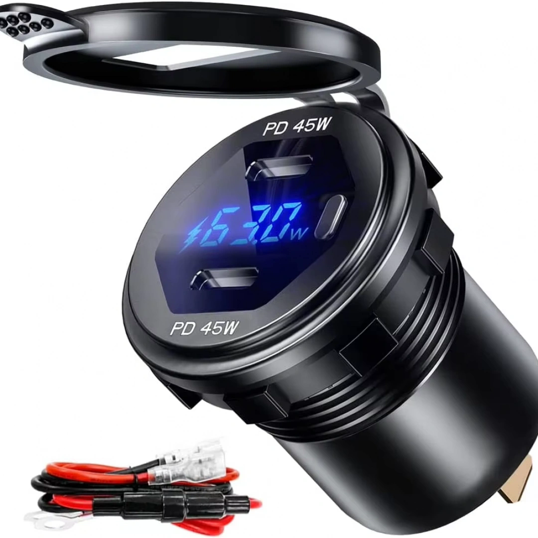 MELLİFERA İki Usb Type-A + Bir Usb Type-C Şarj Cihazı (On - Off Anahtarlı Mavi Işıklı) Max. Output Power : 90W (5V-5A, 9V-2A, 12V-4A)
