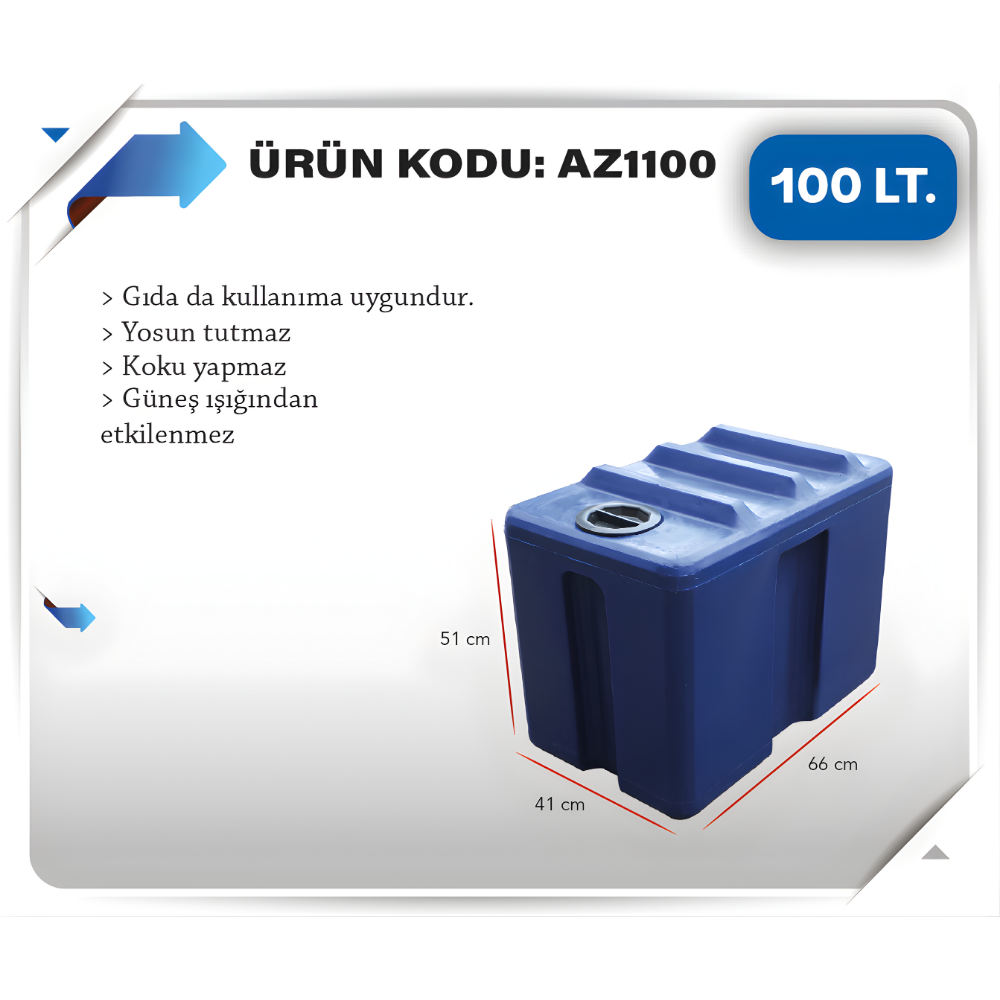 AZFEN 100 LiTRE KARE SU DEPOSU
