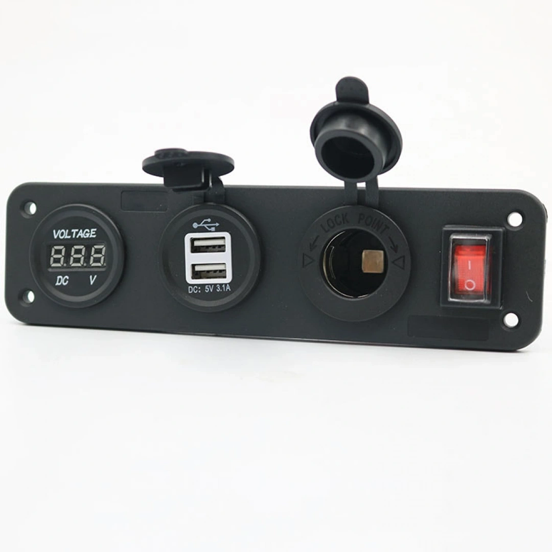MELLİFERA KAMYON TEKNE KARAVAN ŞARJI ÇİFT USB VOLTMETRE ÇAKMAKLIK ON/OFF PANEL