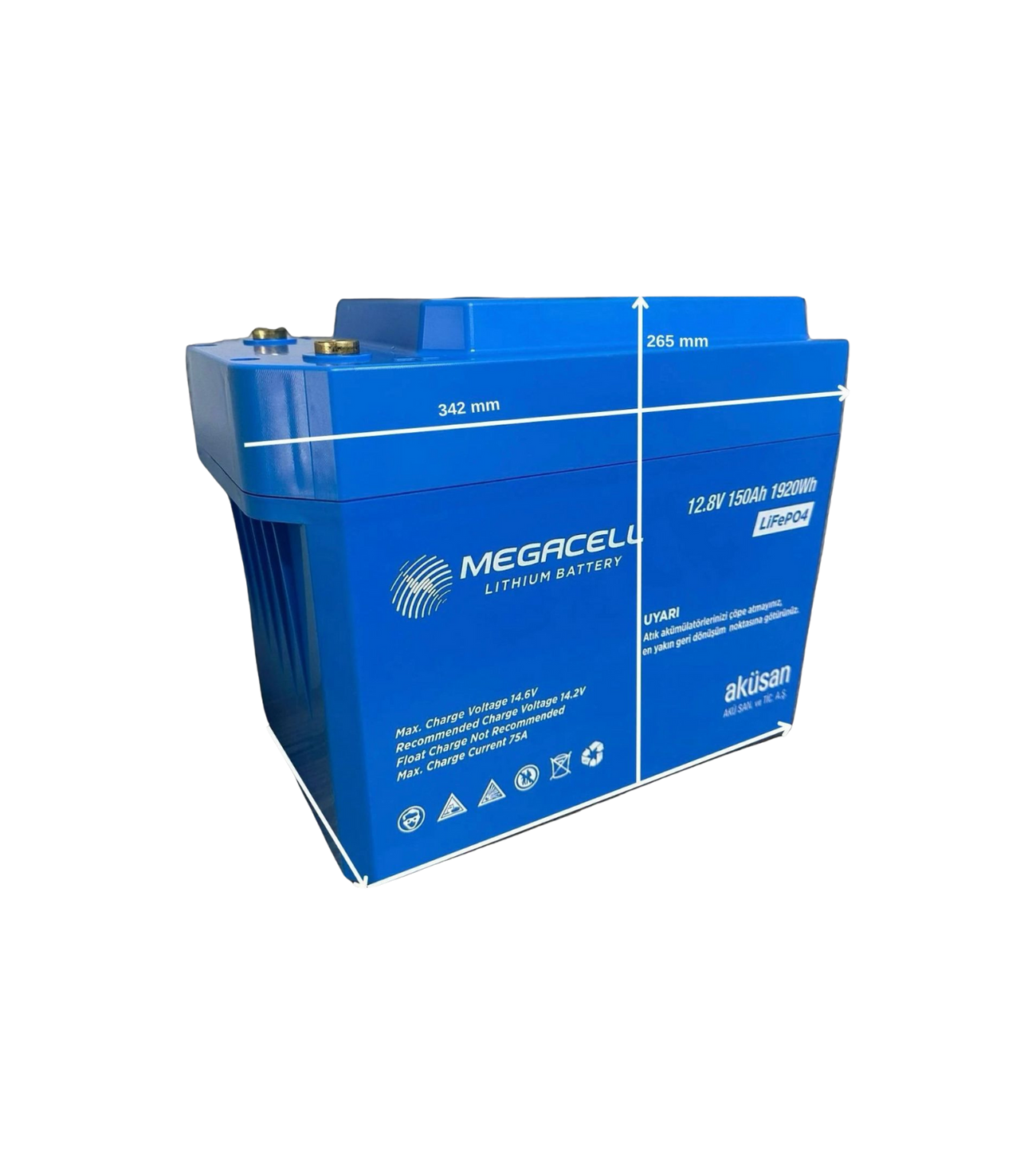 Megacell Lityum Demir Fosfat Akü 12.8 V 150 Ah LiFePO4