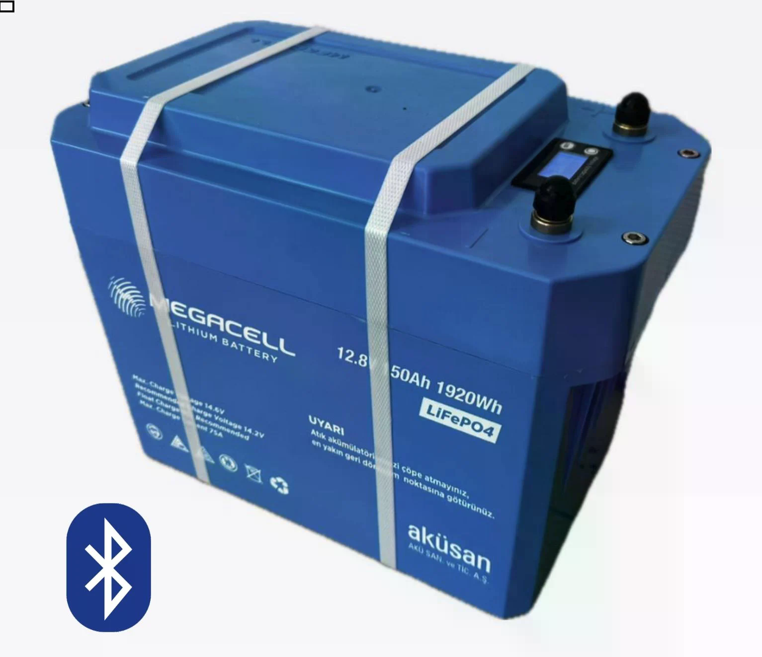 Megacell 12.8V 150Ah LiFePO4 Lityum Demir Fosfat Akü - (ABS Kasa) - Yeni (Bluetoothlu)
