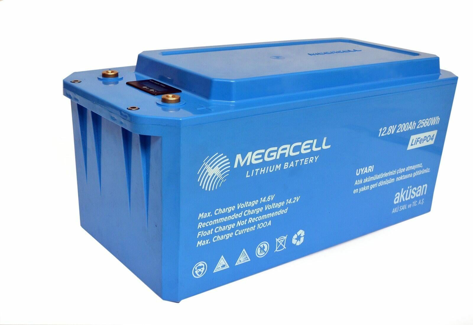 Megacell 12.8V 220Ah LiFePO4 Lityum Demir Fosfat Akü (ABS Kasa)