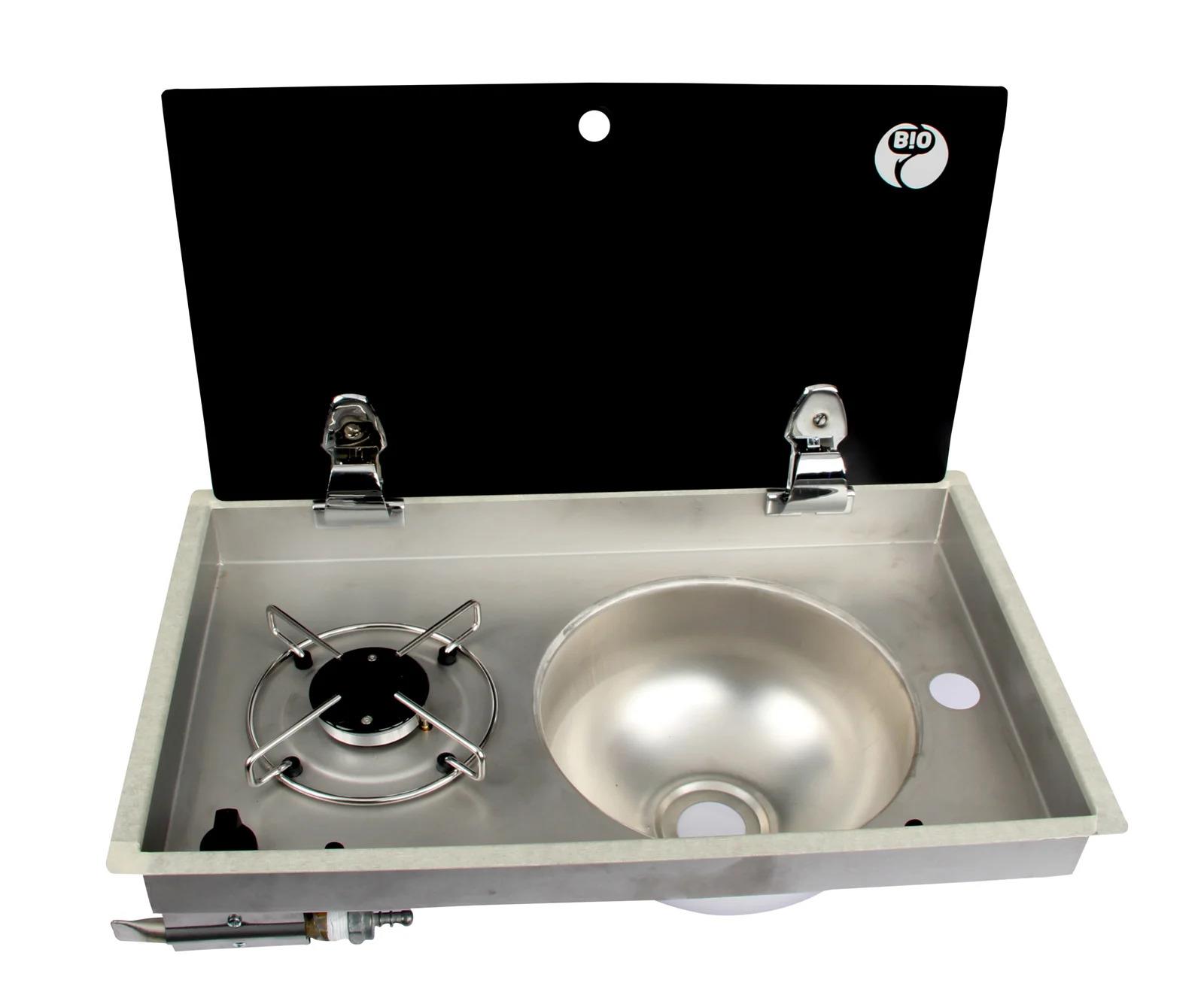 Cam Kapaklı Tekli Gömme Ocaklı Evye