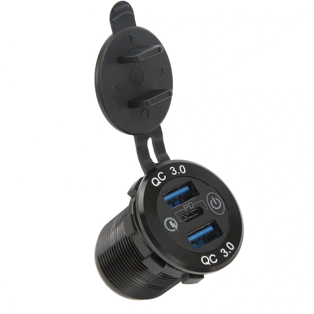 MELLİFERA İki Usb Type-A Şarj Cihazı (Voltmetreli - On-Off Anahtarlı - Mavi Işıklı)