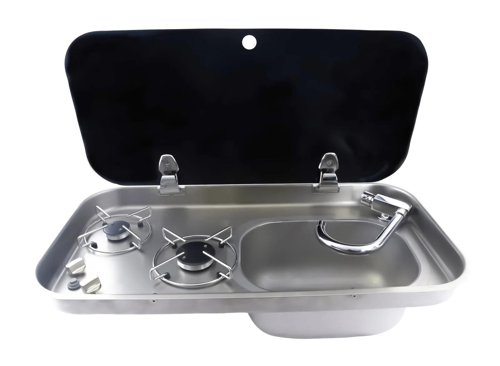 Cam Kapaklı Çiftli Gömme Ocaklı Evye