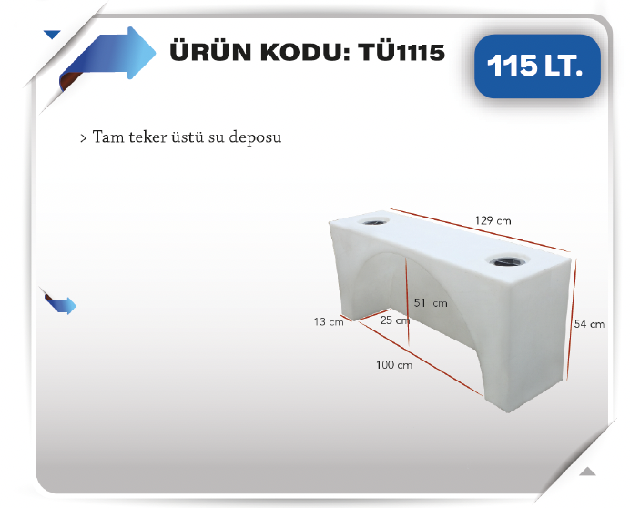 AZFEN 115 LITRE TEKER ÜSTÜ SU DEPOSU