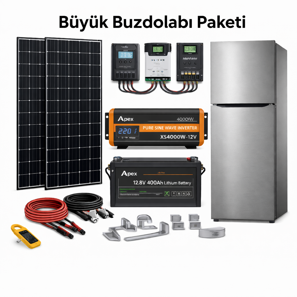 ELECTROZİRVE Büyük Buzdolabı İçin Solar Paket