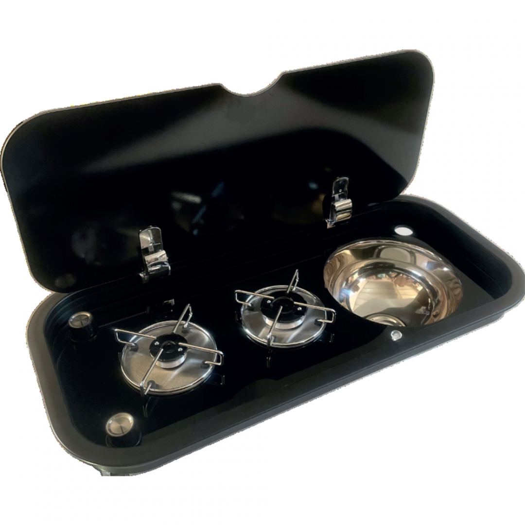 Univercal Cam Kapaklı İkili Ocak Evye BA3676TS-S