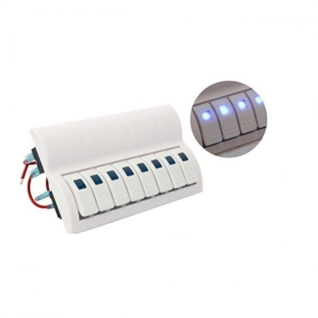 MELLİFERA 8'Lİ DAHİLİ SİGORTALI KARAVAN KONTROL PANELİ (BEYAZ)